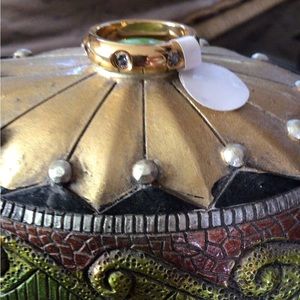 New! Petite moments studded gold band ring